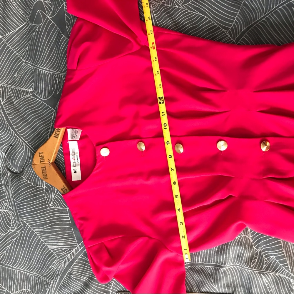 [Vintage] Ms Chaus Hot Pink Dress w Matching Belt - Picture 3 of 8